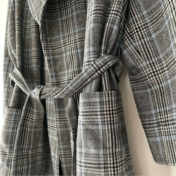 Handmade Blue Plaid Belted Coat - Picture 5 of 16